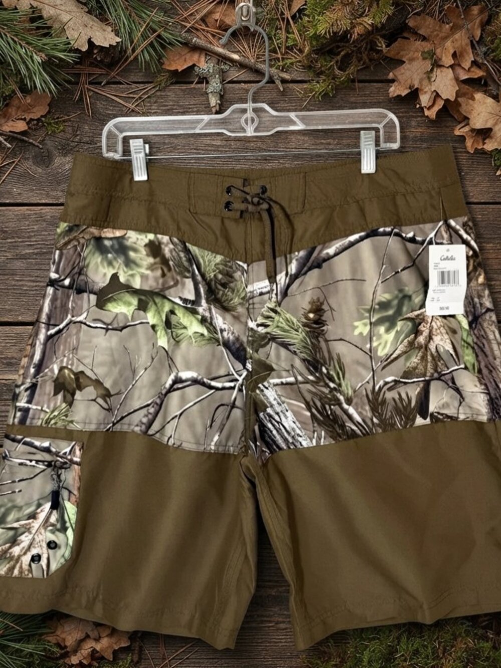NWT Cabela's Size 36 Bay Rapids Board Shorts Realtree APG Camo Swim Hunting